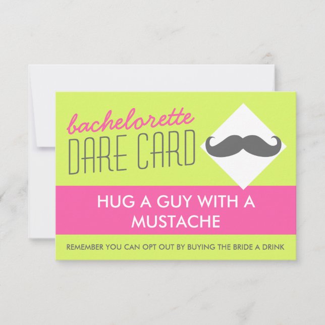 Fun Bachelorette DARE game card - hug a guy (Front)
