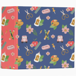 Fun Back To School Kid’s School Supplies Pattern Binder