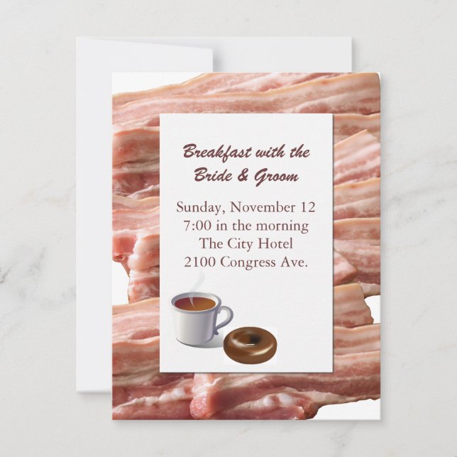 Fun Bacon Mariage Petit déjeuner Invitation (Devant)