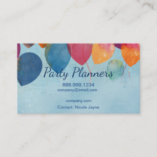 Fun Balloon Party or Event Planners Business Card