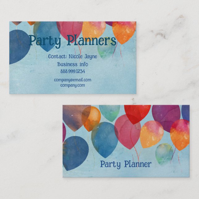 Fun Balloon Party or Event Planners Business Card (Front/Back)