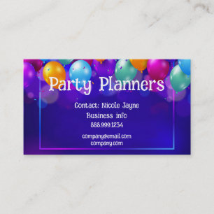 Fun Balloon Party or Event Planners Business Card