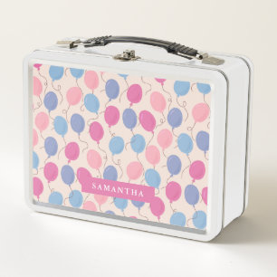 Fun Balloon Pattern Pastel Metal Lunch Box
