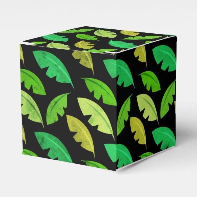 Fun Banana Leaf Tropical Birthday Party Pattern Favor Box (Front Side)