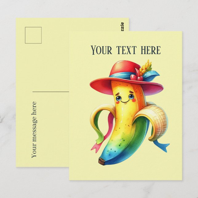 Fun banana lovers add text postcard (Front/Back)