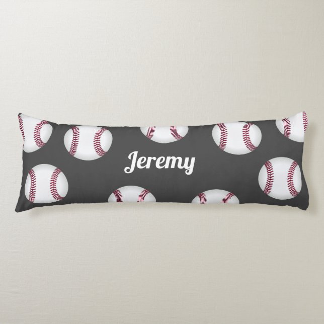 fun baseball add any name or text sports themed body pillow (Front)