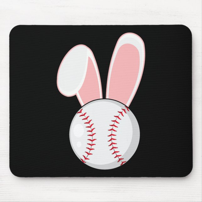 Fun Baseball Bunny Easter Kids Boys Toddler  Mouse Pad (Front)