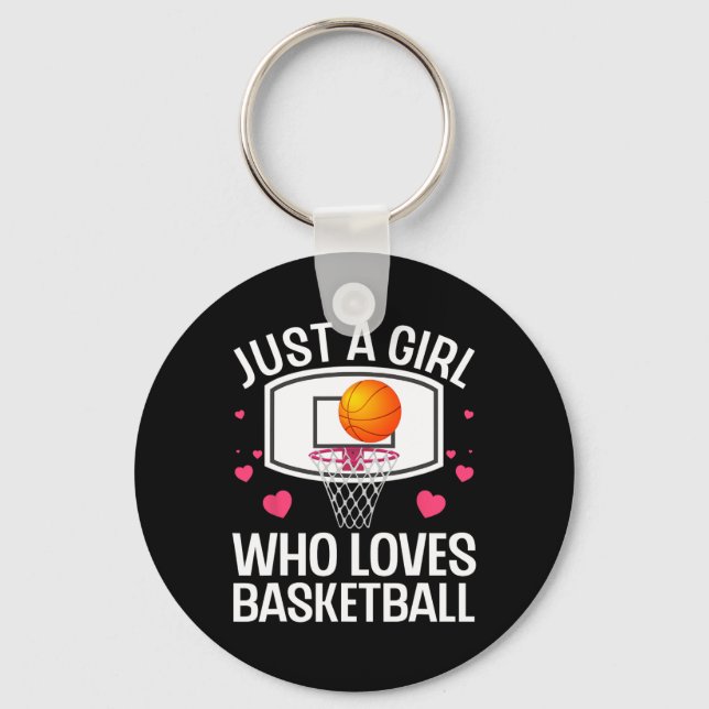 Fun Basketball Art For Girl Women College Basketba Keychain (Front)