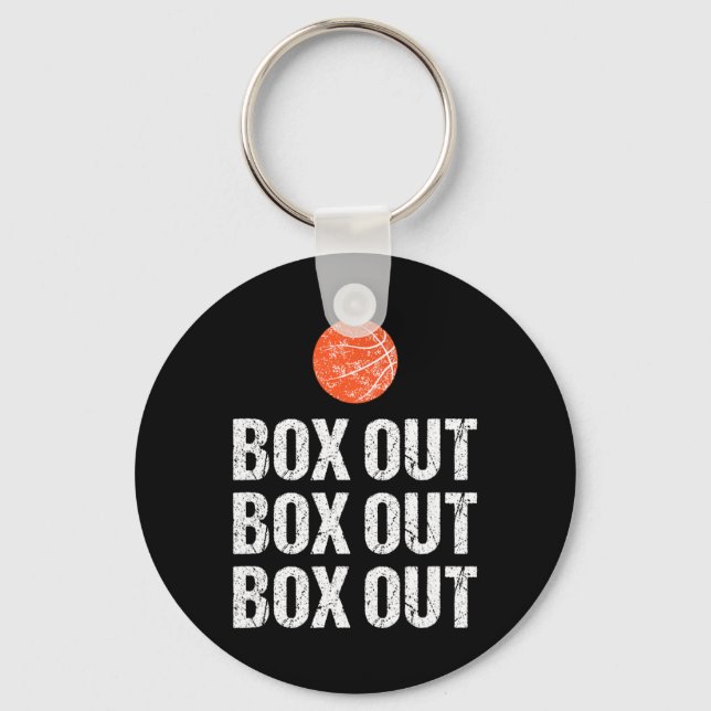 Fun Basketball Coach  Box Out Quote Grunge Graphic Keychain (Front)