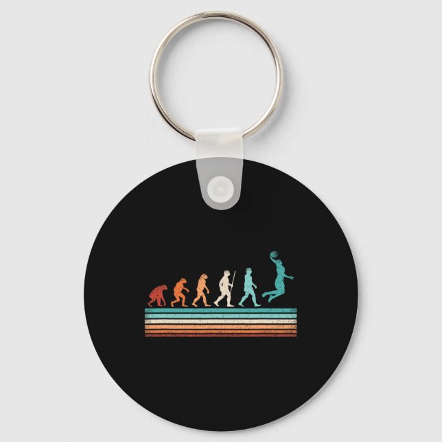 Fun Basketball Evolution Retro Basketball Player  Keychain (Front)