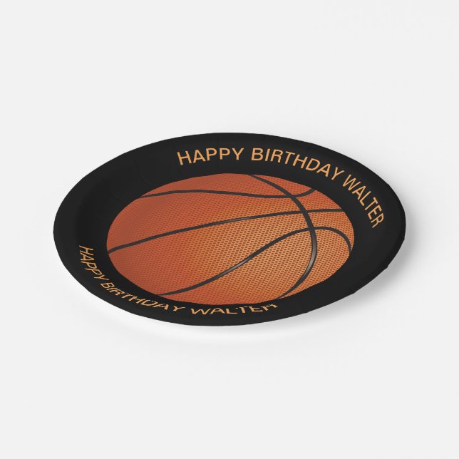 Fun Basketball Mens Birthday Paper Plate (Angled)