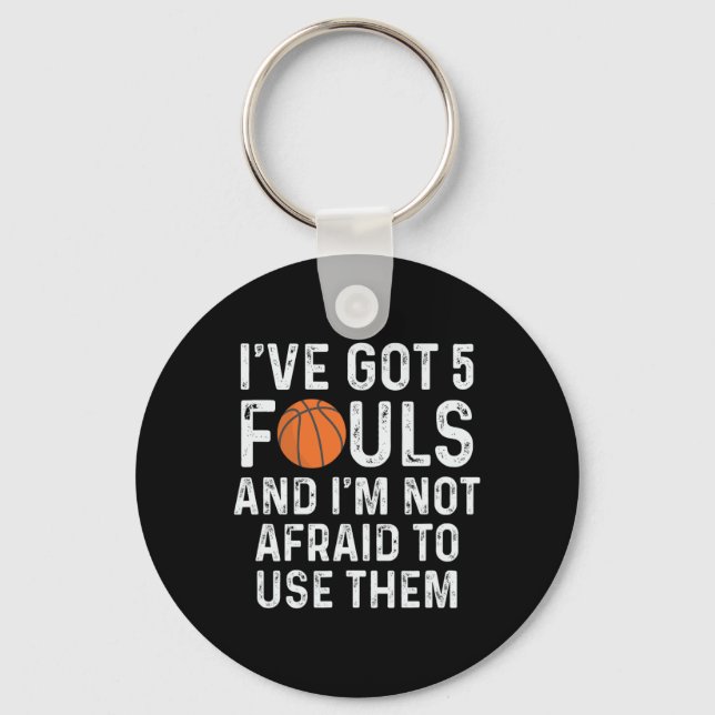 Fun Basketball Player Hoops 5 Fouls  Keychain (Front)