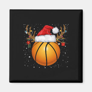 Fun Basketball Reindeer Santa Hat Christmas Holida Magnet