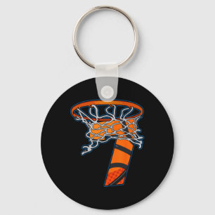 Fun Basketball Team Sport Fan 7 Years Old 7th Birt Keychain