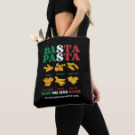 Fun BASTA PASTA Said No-One Ever Italian Tote Bag<br><div class="desc">Fun BASTA PASTA Said No-One Ever Italian Colors Tote Bag, designed with a selection of popular pasta and bold typography saying BASTA PASTA (That's enough pasta) and SAID NO-ONE EVER. The wording is created in the colors of the Italian flag – green, white and red, You can PERSONALIZE the bottom...</div>