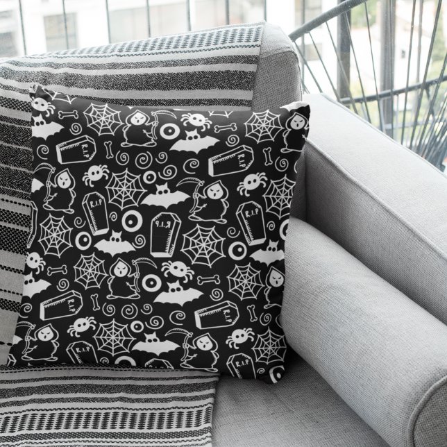 Fun Bat Pattern for Halloween Throw Pillow (Creator Uploaded)