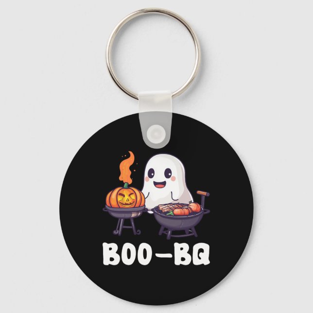Fun Bbq Rbecue Boo Ghost Halloween Matching Costum Keychain (Front)