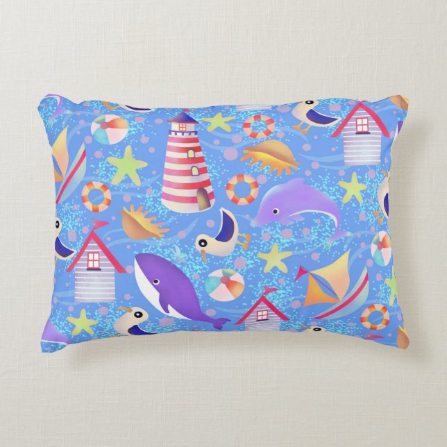Fun Beach Blue Accent Coussin (Devant)