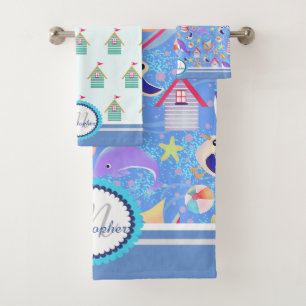 Fun Beach Blue Bath Towel Set