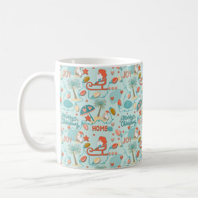 Fun Beach, coastal Christmas  Coffee Mug (Left)