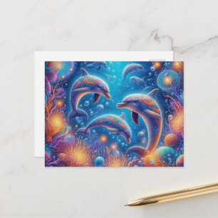 fun beach dolphin lovers postcard