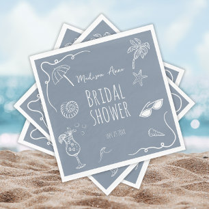 Fun Beach Doodle Illustrations Bridal Shower Napkin