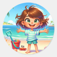 Fun beach kid scene