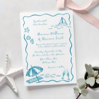 Fun Beach Loose Doodle Sketch Hand Drawn Wedding