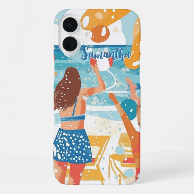 Fun Beach Party Illustration iPhone Case (Back)