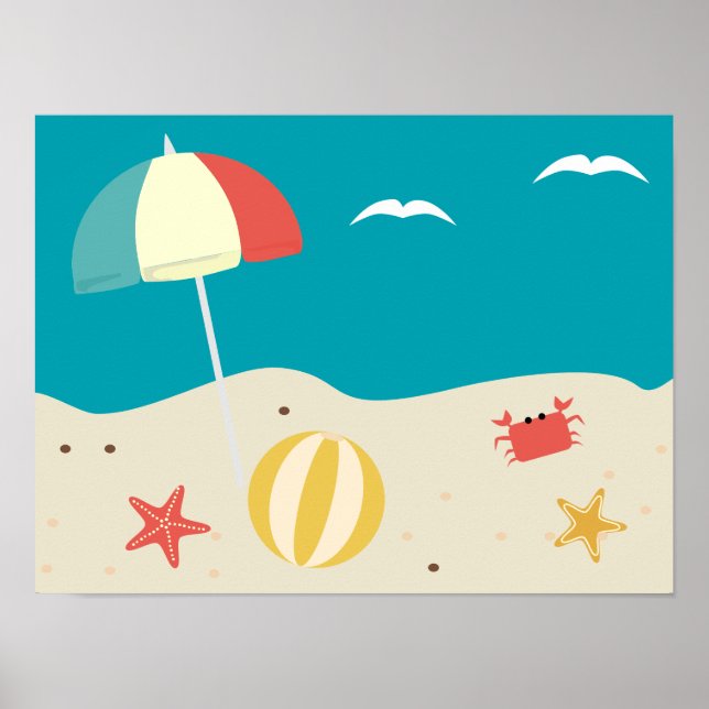 Fun Beach Scene for Kid's Room Poster (Front)
