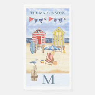 Fun Beach Summer Scene Ocean Monogram Napkin
