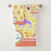 Fun Beach Yellow Bath Towel Set