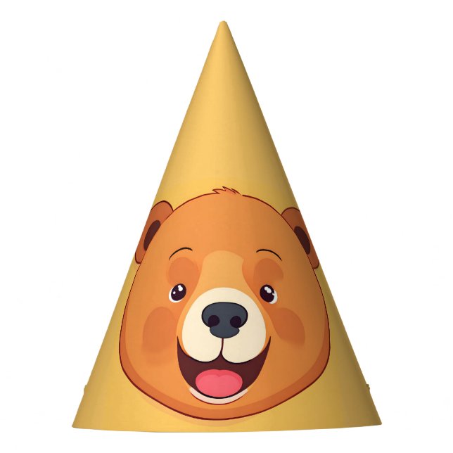 Fun Bear Face safari zoo Wild jungle Birthday Part Party Hat (Front)