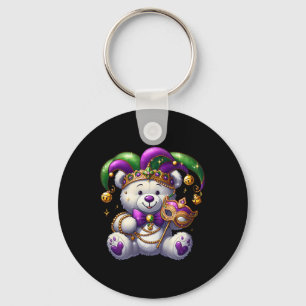 Fun Bear Mask Mardi Gras Party Costume Beads Carni Keychain
