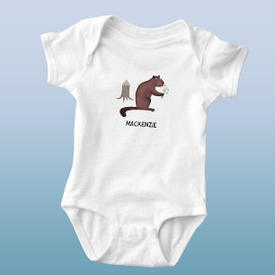 Fun Beaver Personalized Name Baby Bodysuit
