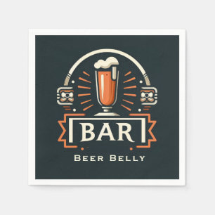 Fun Beer Belly Bar, Beer Mug Logo Napkin