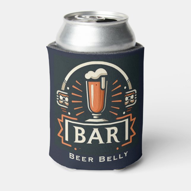 Fun Beer Belly Bar, Beer Mug Logo Personalized  Can Cooler (Can Back)
