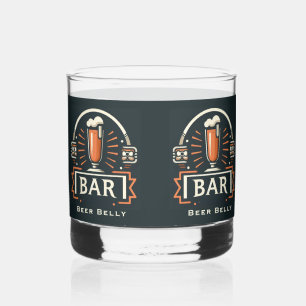 Fun Beer Belly Bar, Beer Mug Logo Personalized Whiskey Glass