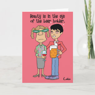 Fun Beer drinking customized cartoon greeting card
