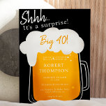 Fun Beer pint black surprise forty birthday  Invitation<br><div class="desc">Shhh its a surprise! Fun surprise 40th birthday for him with a big beer pints,  in editable white on black. Perfect surprise birthday party!</div>