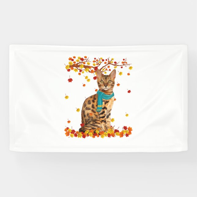 Fun Bengal Thanksgiving Autumn Cat Lover Gifts  Banner (Horizontal)
