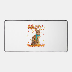 Fun Bengal Thanksgiving Autumn Cat Lover Gifts  Desk Mat