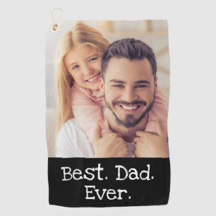 Fun Best Dad Ever Photo Black Golfer Personalized  Golf Towel