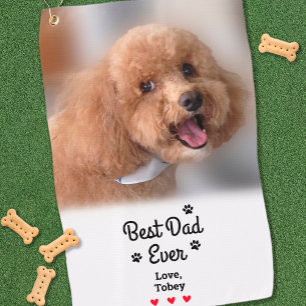  Fun Best Dog Dad Ever Photo Custom Photo Name Golf Towel