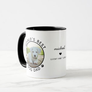 Fun Best Dog Dad Two Photo Modern Typography Mug