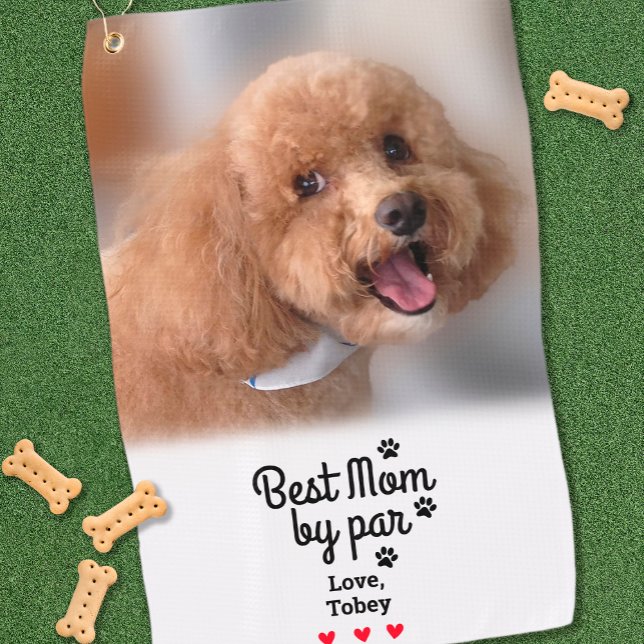  Fun Best Dog Mom By Par Photo Name Paws Create Golf Towel (Fun Best Dog Mom By Par Photo Name Paws Create Golf Towel)