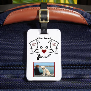 Fun Best Dog Mom Photo Custom Monogram Luggage Tag