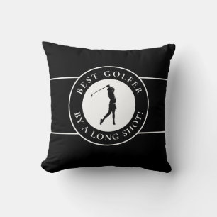 Fun Best Golfer For Her Unique Sports Black White Throw Pillow