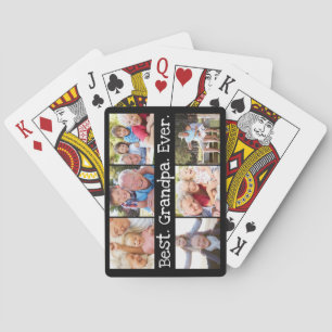 Fun Best Grandpa Ever 6 Photo Collage Playing Cards