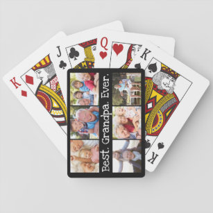 Fun Best Grandpa Ever 6 Photo Collage  Playing Cards